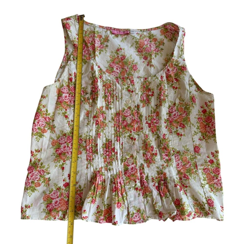 Vintage VIEW Floral Pintuck Pleated Top - Size M - Picture 4 of 7
